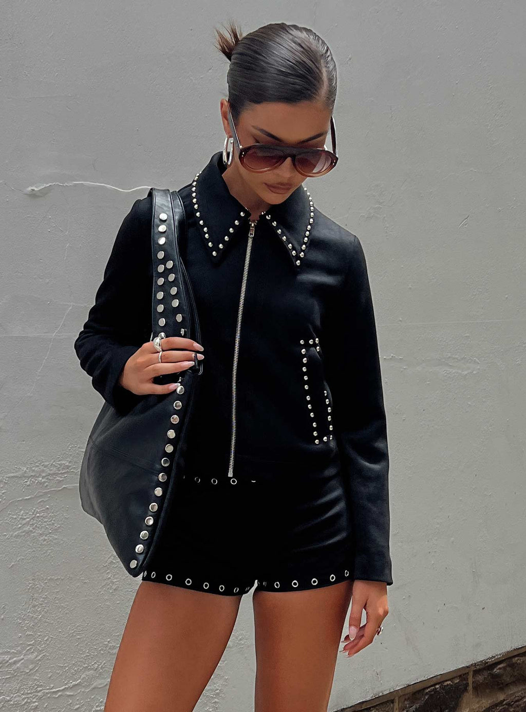 product Princess Polly Houdini Eyelet Mini Short Black Low Rise Shorts 